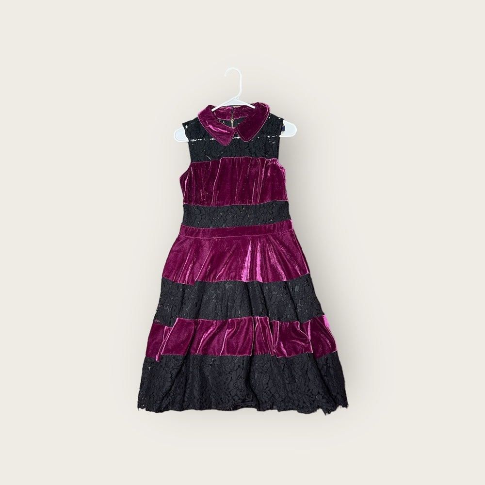 Purple & Black Velvet Dress - Perfect for Halloween Wedding,Cosplay, and Vintage